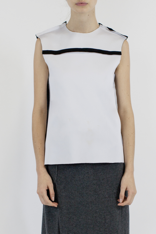 Charlie May White Contrast Cotton Reverse Tank