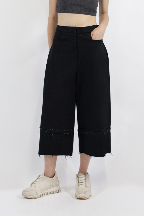 Charlie May Black Denim Reverse Culottes