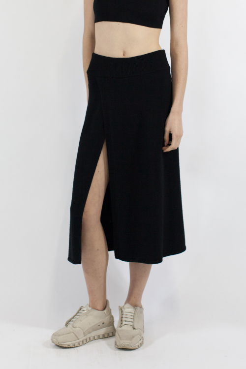 Charlie May Black Knit Wrap Skirt
