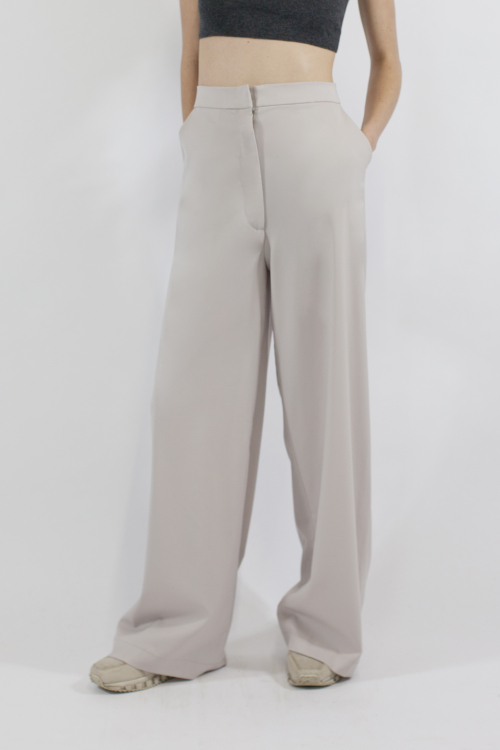 Charlie May Cement Wool Wide Leg Trousers