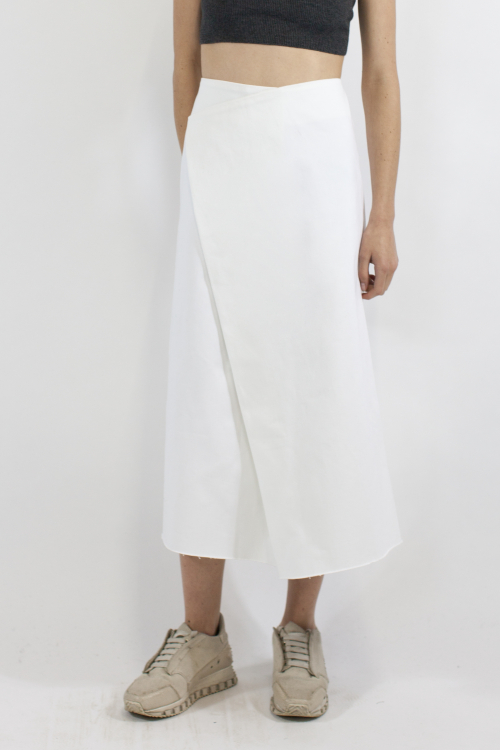 Charlie May White Denim Asymmetric Skirt