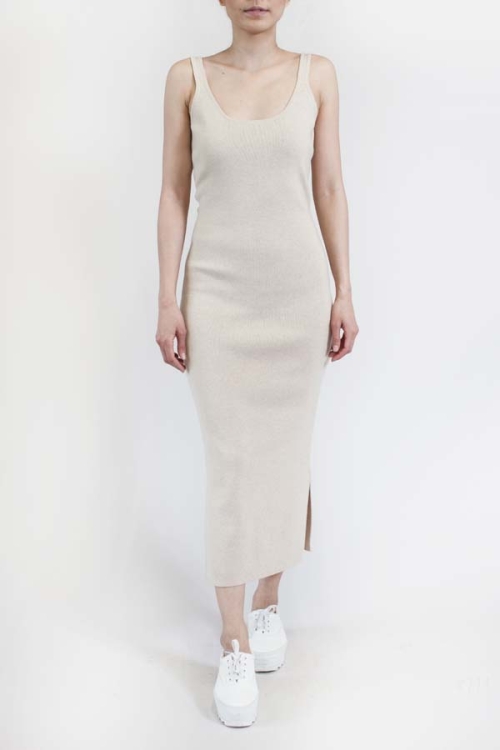 Charlie May Straw Scoop Neck maxi dress