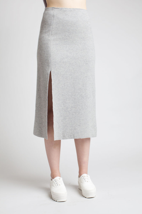 Charlie May Grey Wool Split Skirt