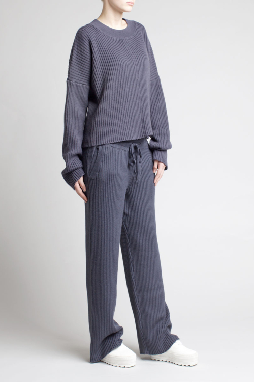 Charlie May Ribbed Track Suit Charcoal