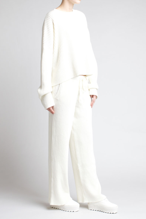 Charlie May Ribbed Track Suit White