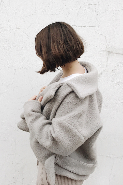 Charlie May Cement alpaca cropped coat